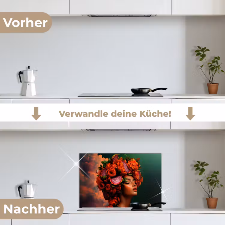 Vrouw - Drankenfruit - Rozen keuken achterwand spatscherm klein -voor_na_DE