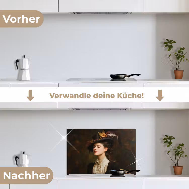 Vrouw - Victoriaans - Portret keuken achterwand spatscherm klein -voor_na_DE