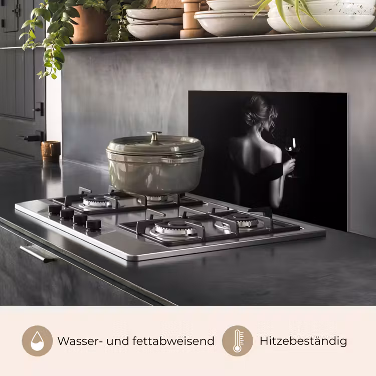 Vrouw - Wijn - Jurk keuken achterwand spatscherm klein -usp_DE