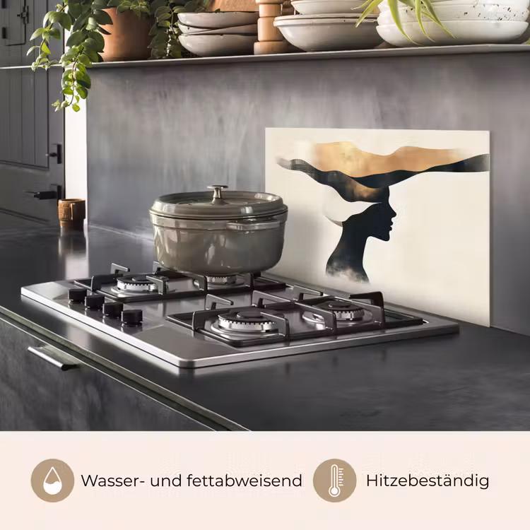 Vrouw - Golven - Zwart keuken achterwand spatscherm klein -usp_DE
