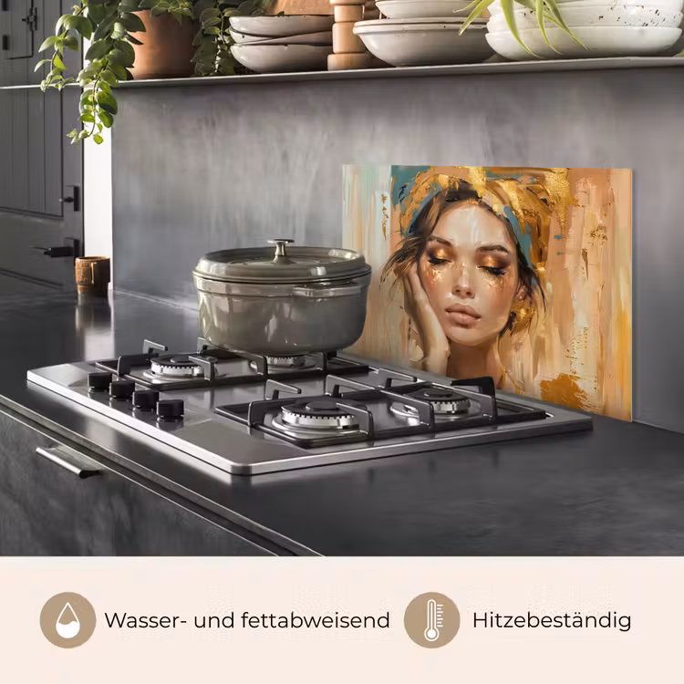 Vrouwen - Portret - Luxe - Goud keuken achterwand spatscherm klein -usp_DE