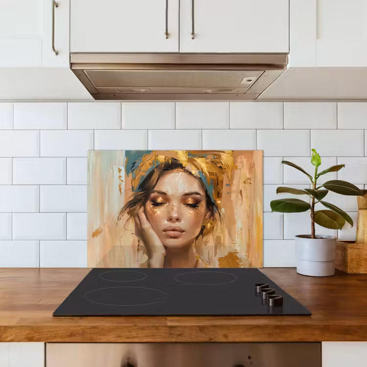 Vrouwen - Portret - Luxe - Goud keuken achterwand spatscherm klein -sfeer2