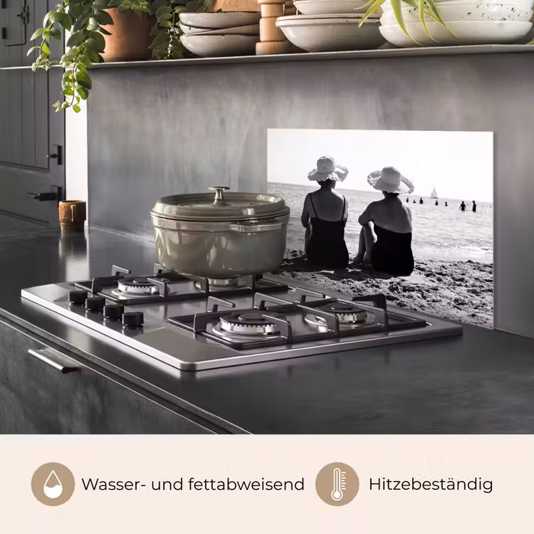 Vrouwen - Zonnehoed - Strand - Zwart - Wit keuken achterwand spatscherm klein -usp_DE