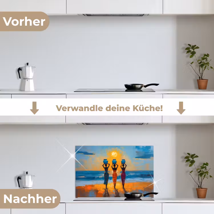 Vrouwen - Strand - Zondsondergang keuken achterwand spatscherm klein -voor_na_DE