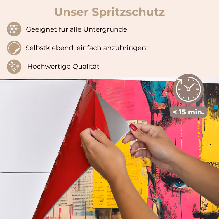 Vrouwengezicht - Krantenpapier - Abstract - Roze keuken achterwand spatscherm klein -spatscherm_DE