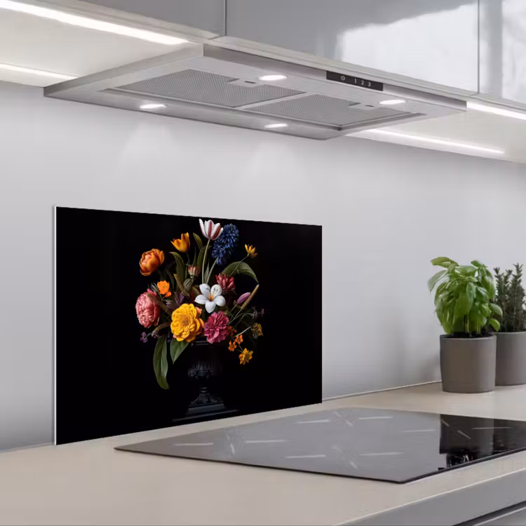 Lente - Bloemen - Klassiek - Vaas keuken achterwand spatscherm klein -3d_schuin