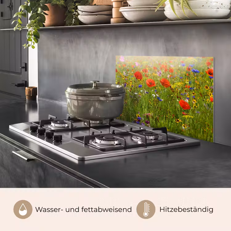 Lente - Bloemen - Rood - Klaproos - Gras - Groen keuken achterwand spatscherm klein -usp_DE