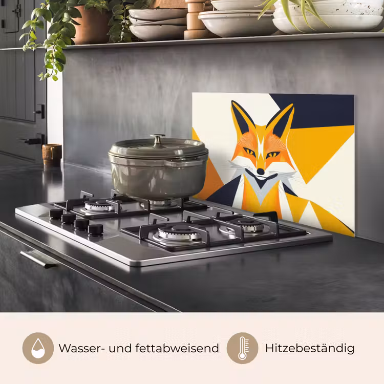 Vos - Oranje - Abstract - Driehoeken keuken achterwand spatscherm klein -usp_DE