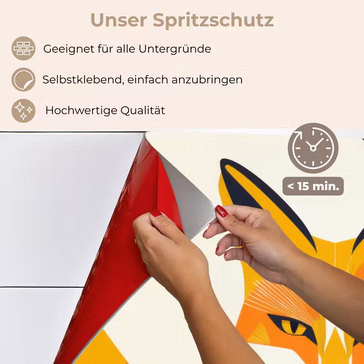Vos - Oranje - Abstract - Driehoeken keuken achterwand spatscherm klein -spatscherm_DE