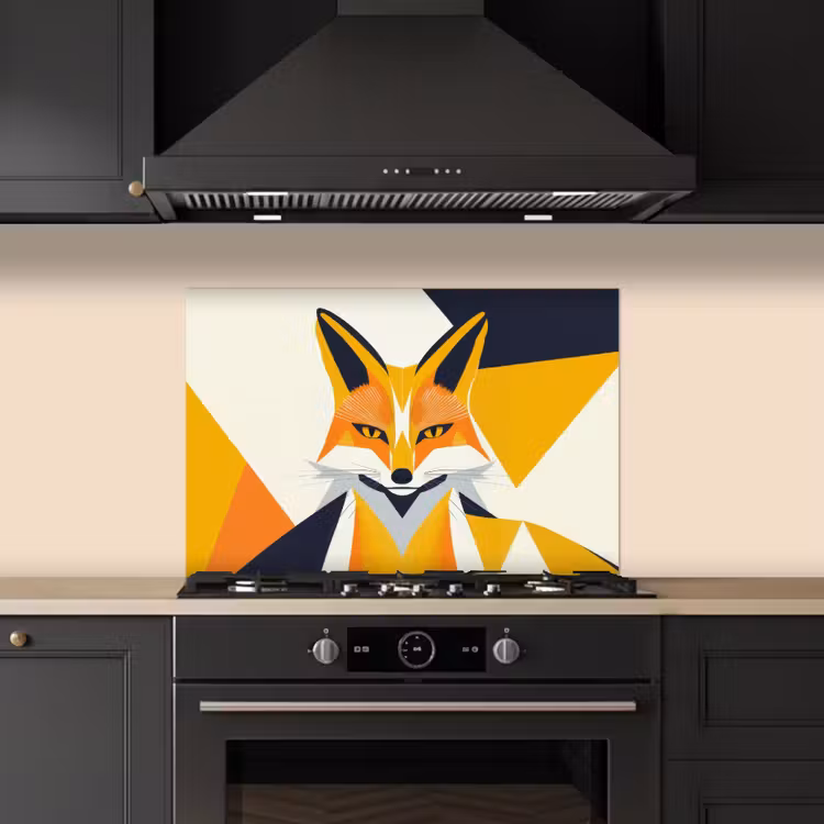 Vos - Oranje - Abstract - Driehoeken keuken achterwand spatscherm klein -sfeer1