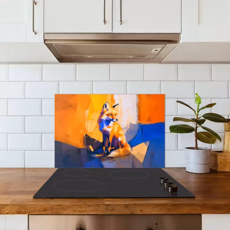 Vos - Oranje - Vormen - Abstract keuken achterwand spatscherm klein -sfeer2