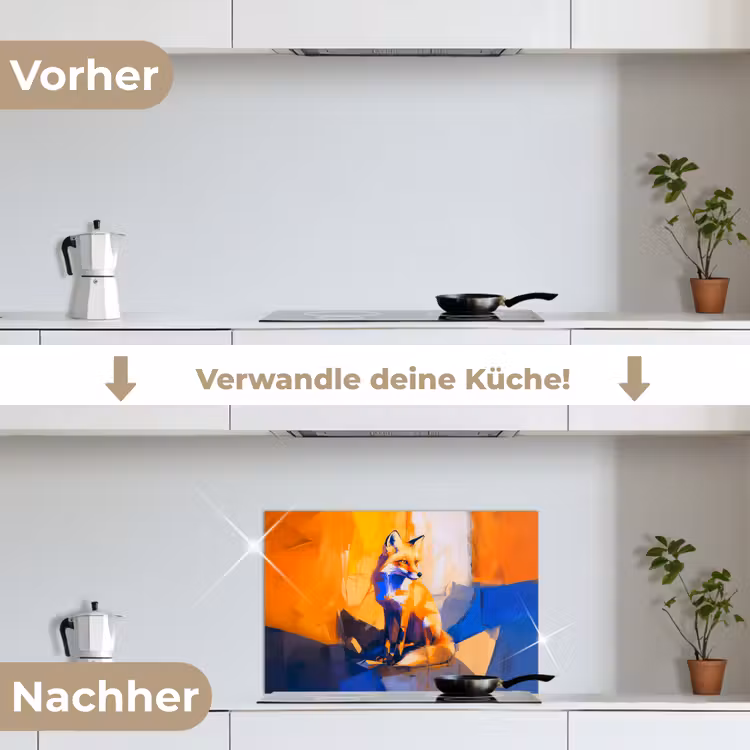 Vos - Oranje - Vormen - Abstract keuken achterwand spatscherm klein -voor_na_DE