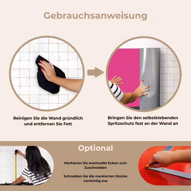 Fuchsia - Neon - Kleuren keuken achterwand spatscherm klein 900 -gebruiksaanwijzing_DE