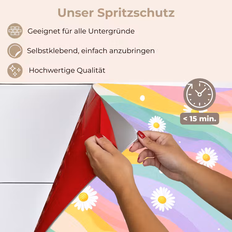 Madeliefjes - Kleurrijk - Pastel keuken achterwand spatscherm klein -spatscherm_DE