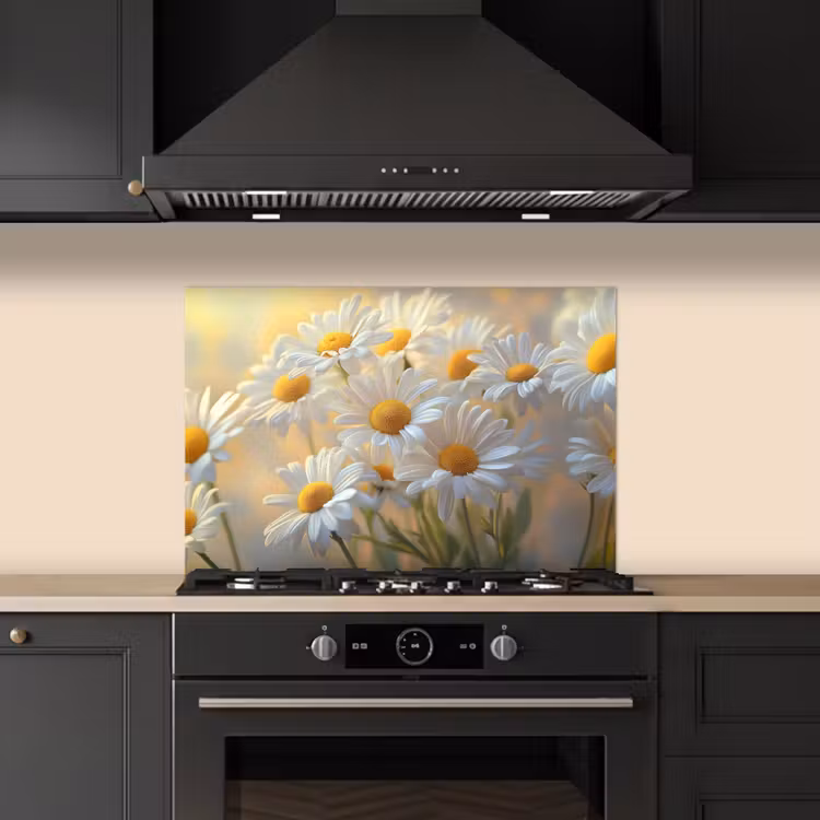 Madeliefjes - Wit - Zonlicht keuken achterwand spatscherm klein -sfeer1