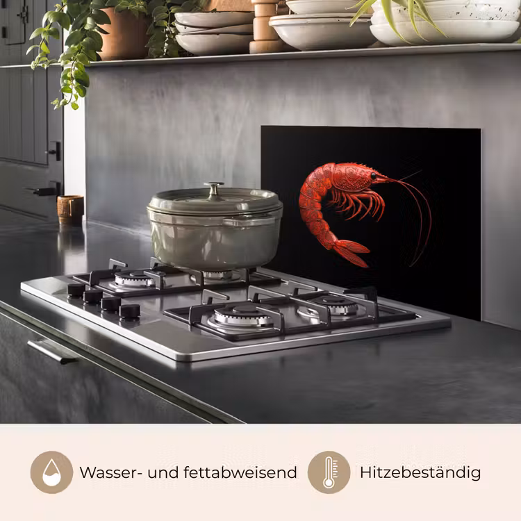 Garnaal - Rood - Dieren keuken achterwand spatscherm klein -usp_DE