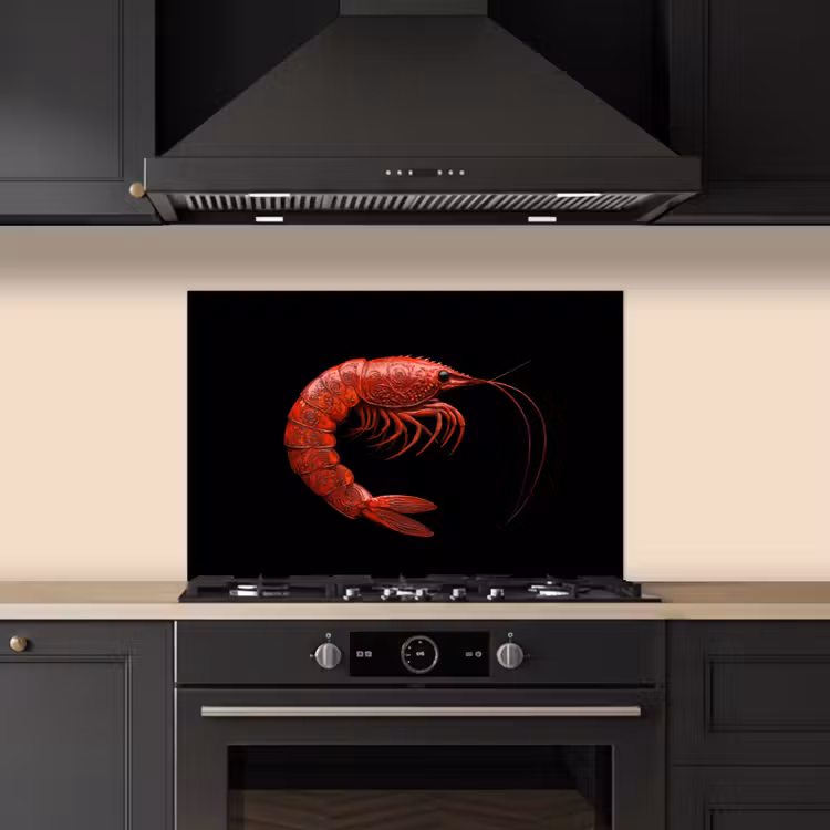 Garnaal - Rood - Dieren keuken achterwand spatscherm klein -sfeer1
