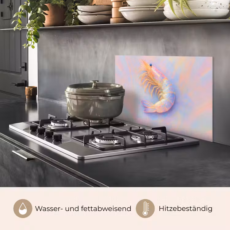 Garnaal - Subtiele structuur - Blauw - Roze keuken achterwand spatscherm klein -usp_DE