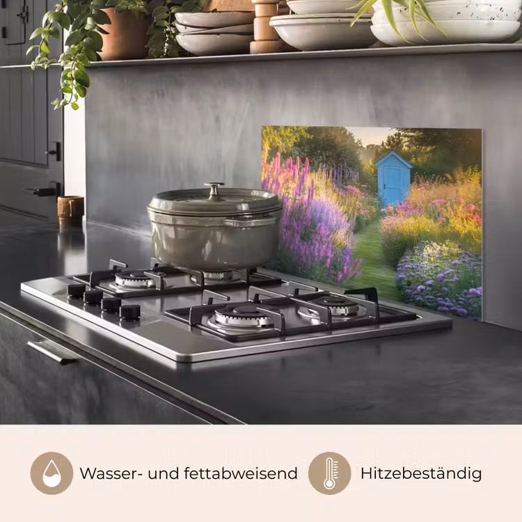 Tuinhuisje - Blauw - Bloemen keuken achterwand spatscherm klein -usp_DE
