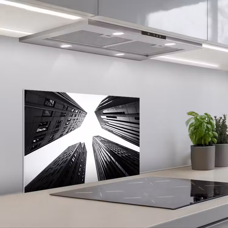 Gebouwen - Lucht - Zwart keuken achterwand spatscherm klein -3d_schuin