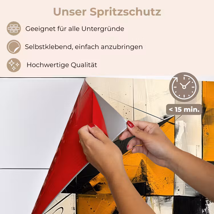 Geel - Abstract - Modern - Vormen keuken achterwand spatscherm klein -spatscherm_DE