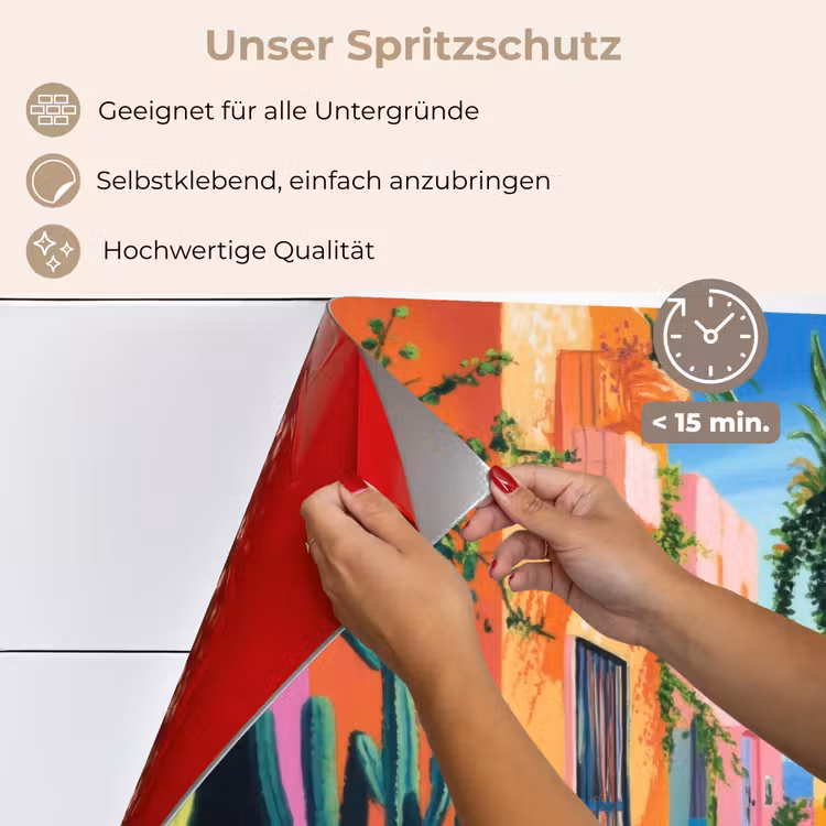 Geel - Blauw - Oranje - Huis keuken achterwand spatscherm klein -spatscherm_DE