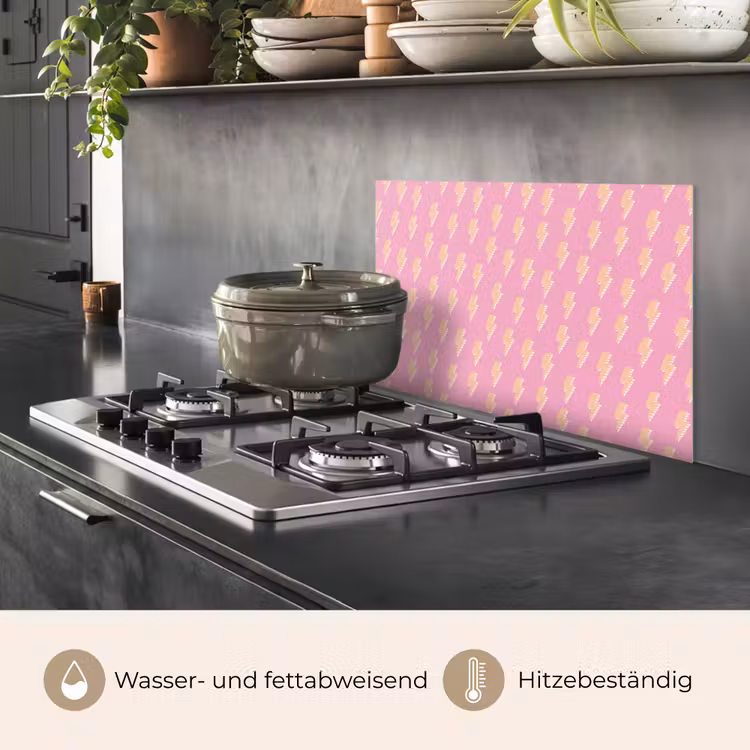Geel - Bliksem - Roze keuken achterwand spatscherm klein 900 -usp_DE