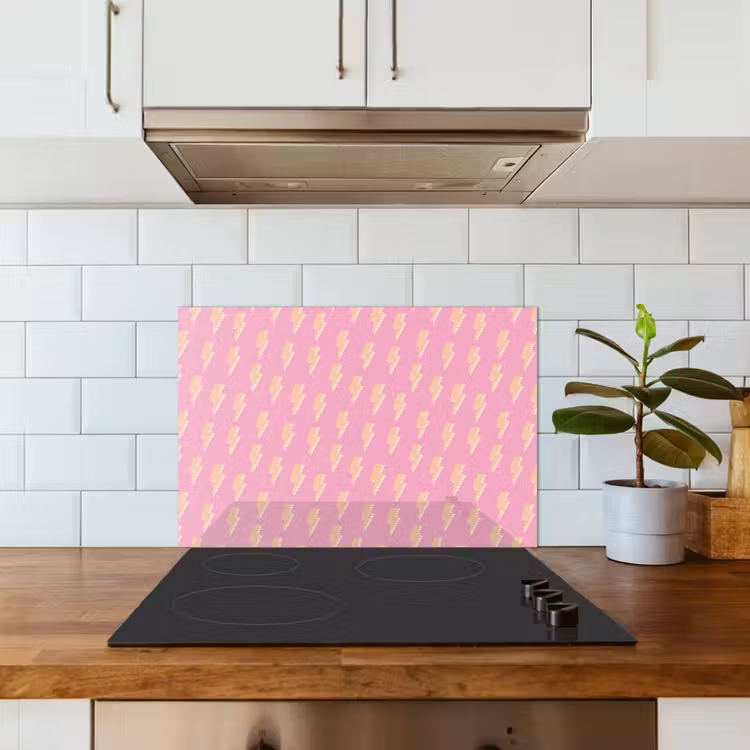 Geel - Bliksem - Roze keuken achterwand spatscherm klein 900 -sfeer2