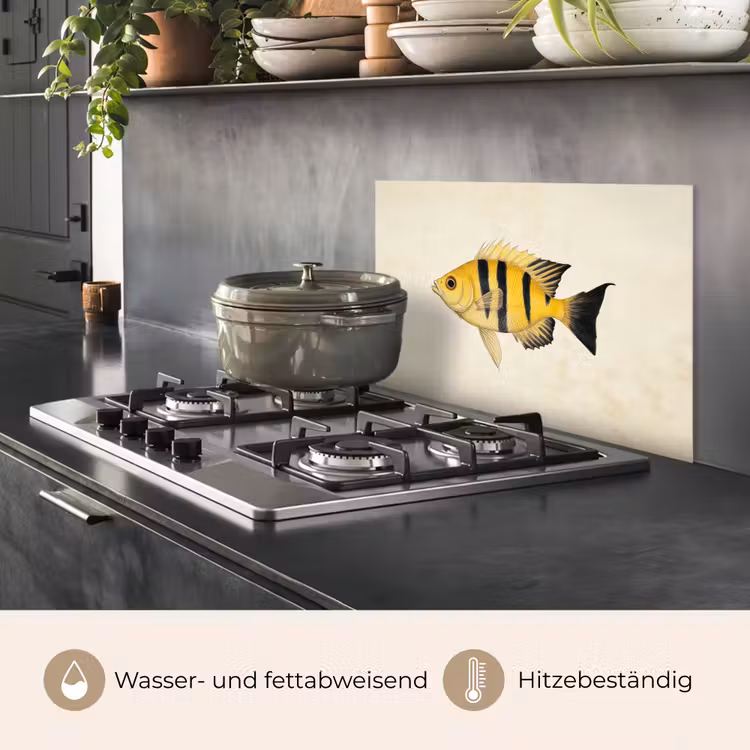 Geel - Vis - Strepen - Tropisch keuken achterwand spatscherm klein -usp_DE