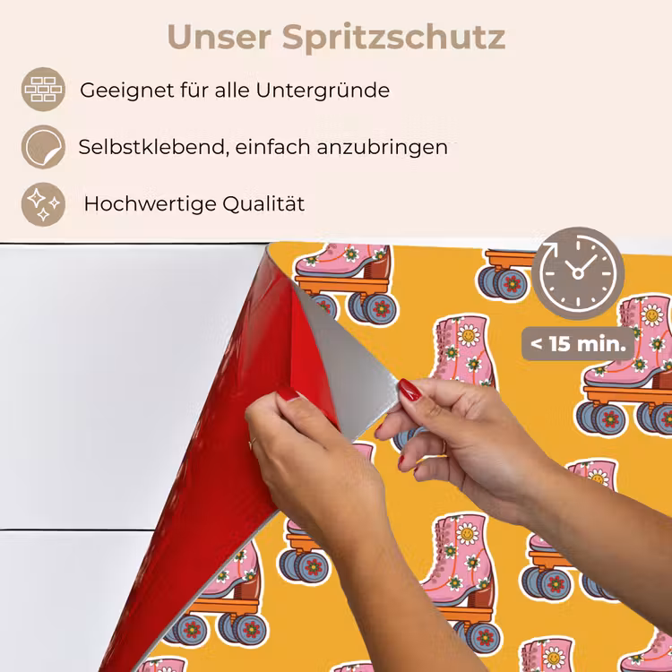 Geel - Rolschaatsen - Patroon keuken achterwand spatscherm klein 900 -spatscherm_DE