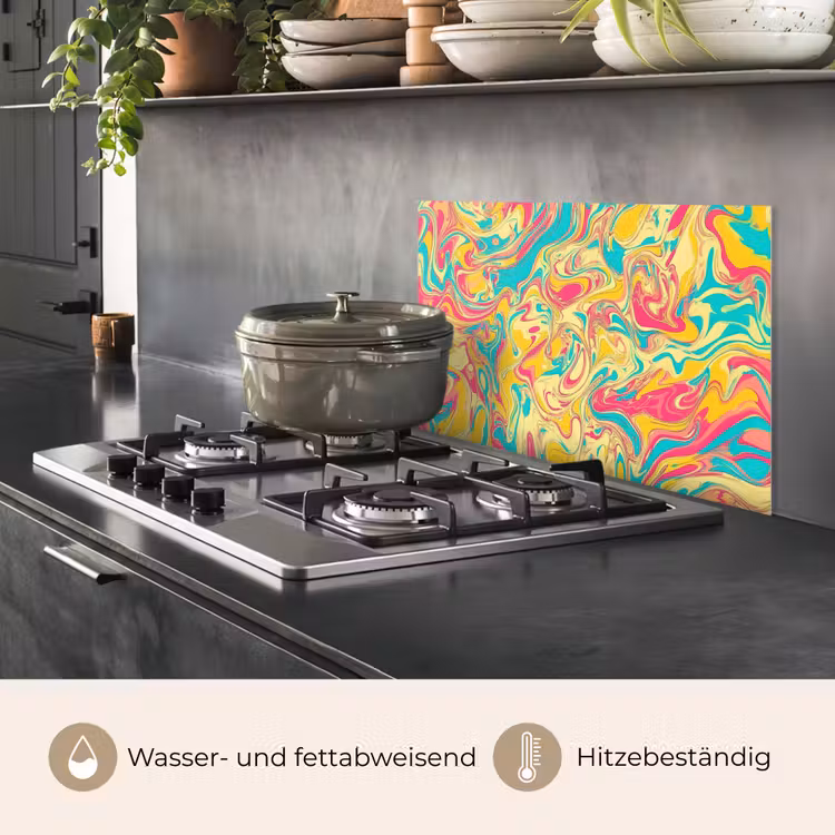 Geel - Roze - Blauw - Retro keuken achterwand spatscherm klein -usp_DE