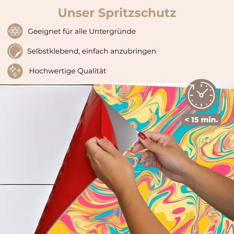 Geel - Roze - Blauw - Retro keuken achterwand spatscherm klein -spatscherm_DE