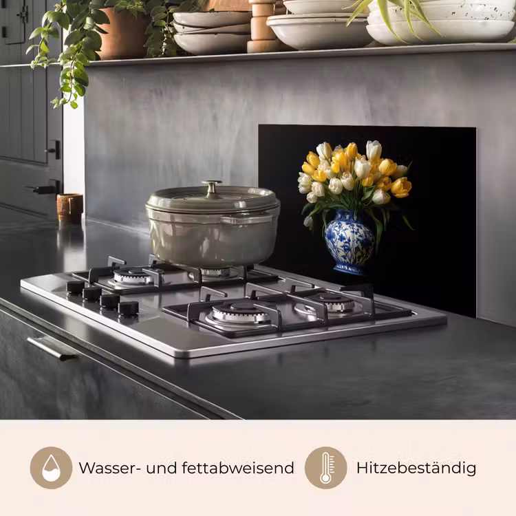 Geel - Tulpen - Vaas - Bloemen keuken achterwand spatscherm klein -usp_DE