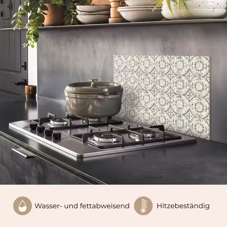 Krulornament - Tegel - Groen keuken achterwand spatscherm klein 900 -usp_DE