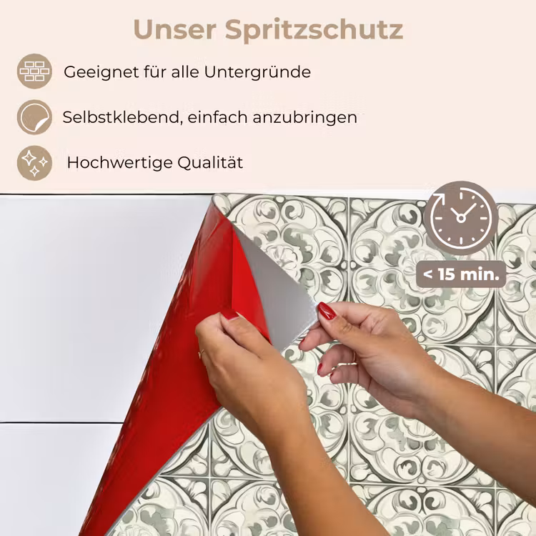 Krulornament - Tegel - Groen keuken achterwand spatscherm klein 900 -spatscherm_DE