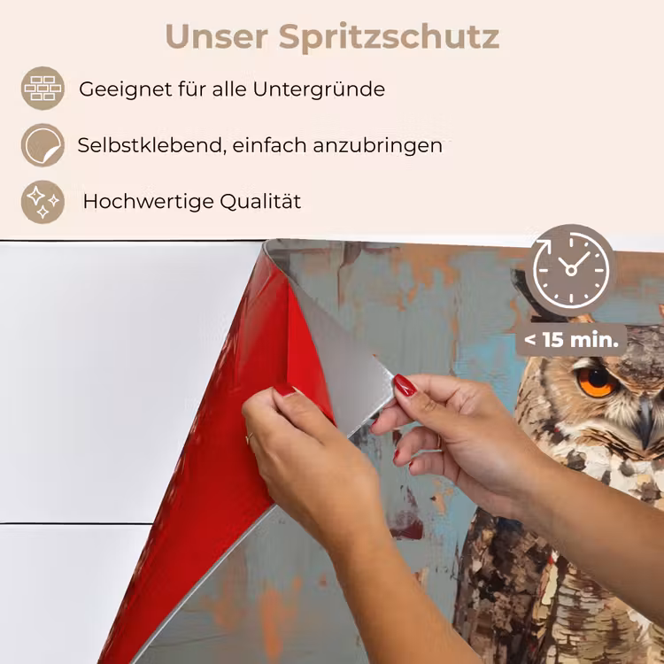 Geschilderd - Abstract - Uil - Bruin keuken achterwand spatscherm klein -spatscherm_DE