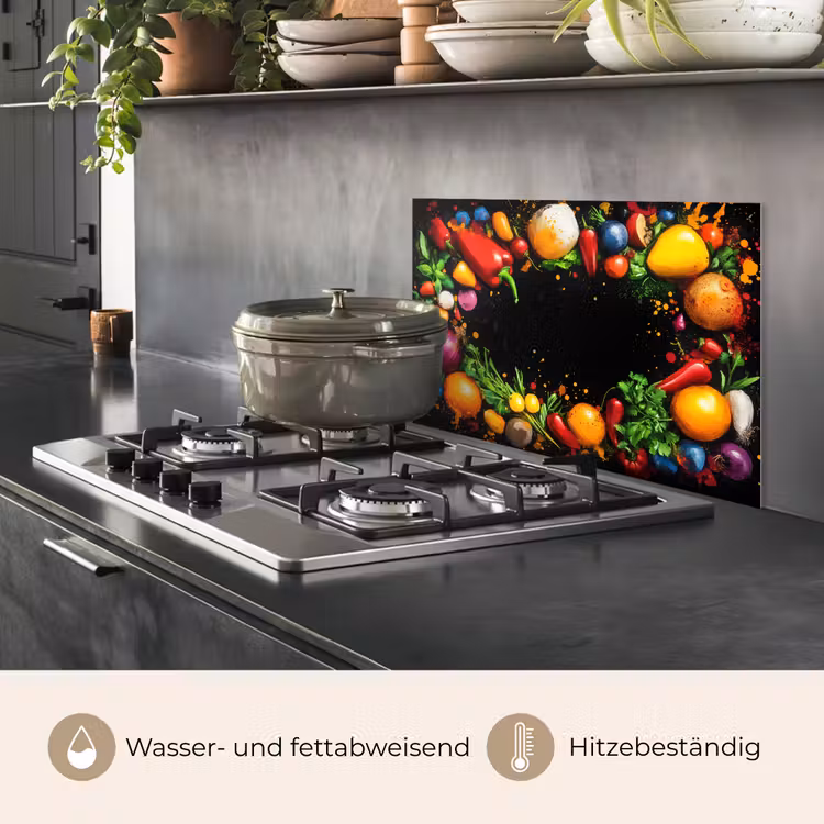Groente - Graffiti - Kleurrijk - Koken - Abstract keuken achterwand spatscherm klein -usp_DE