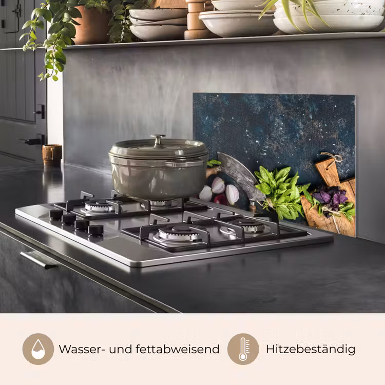 Groente - Kruiden - Wiegemes - Ui - Specerijen - Rustiek keuken achterwand spatscherm klein -usp_DE