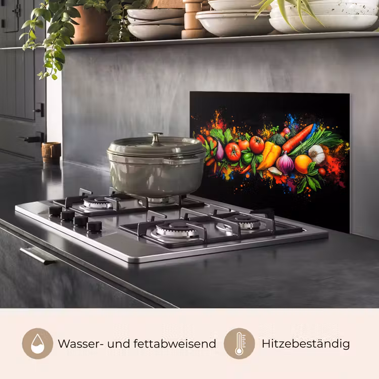 Groente - Eten - Kruiden - Graffiti - Koken keuken achterwand spatscherm klein -usp_DE