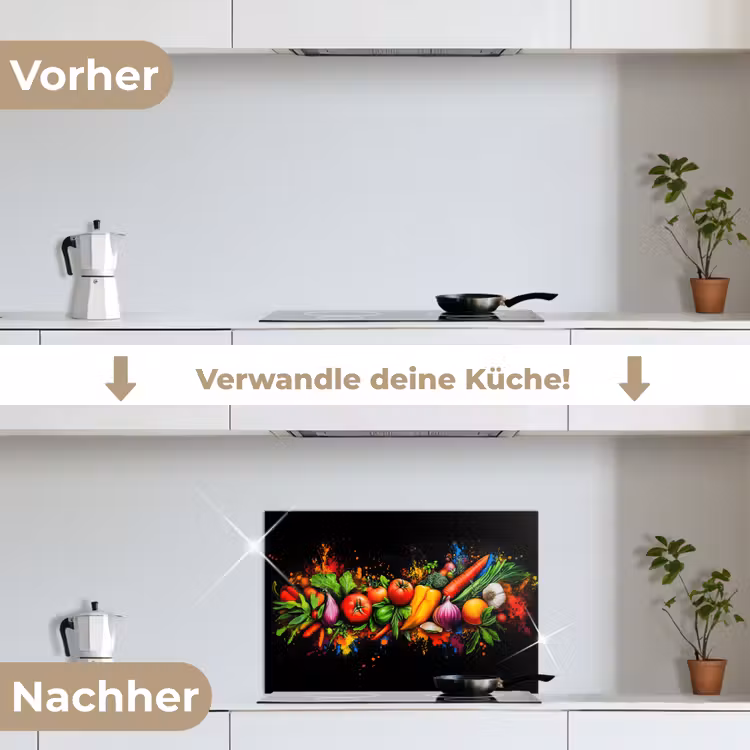Groente - Eten - Kruiden - Graffiti - Koken keuken achterwand spatscherm klein -voor_na_DE