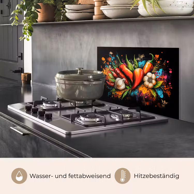 Groente - Peper - Knoflook - Graffiti - Verf - Kleurrijk keuken achterwand spatscherm klein -usp_DE