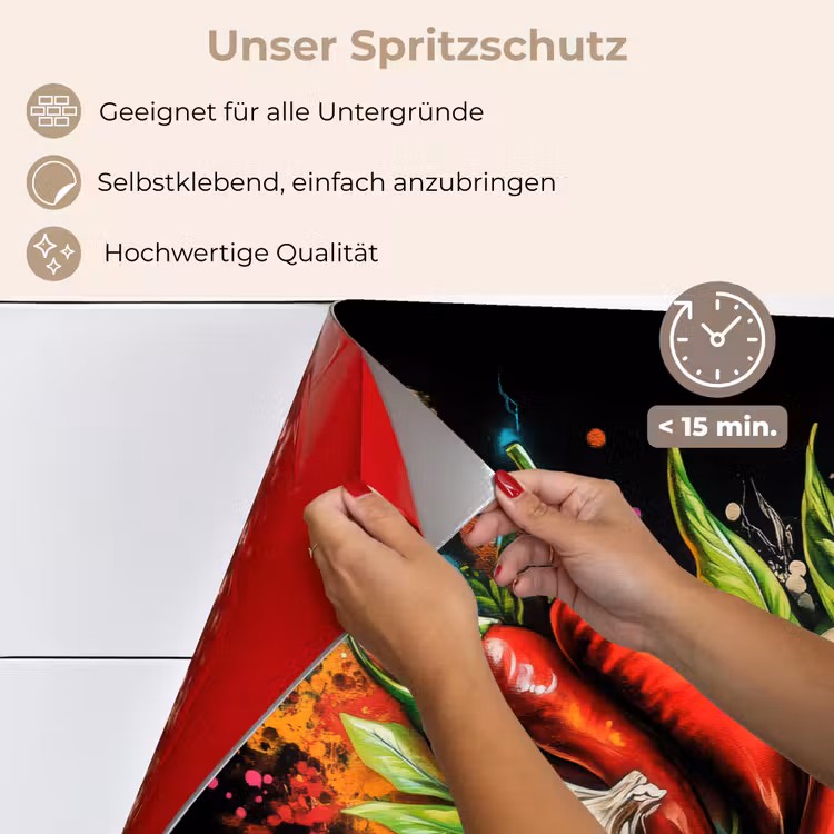 Groente - Peper - Knoflook - Graffiti - Verf - Kleurrijk keuken achterwand spatscherm klein -spatscherm_DE