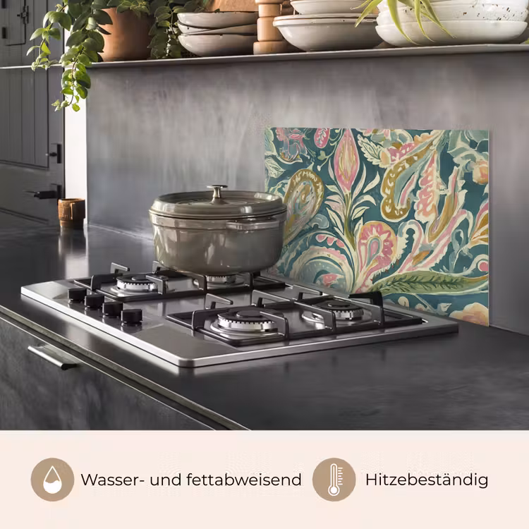 Patroon - Kleurrijk - Sierlijk - Groen keuken achterwand spatscherm klein -usp_DE