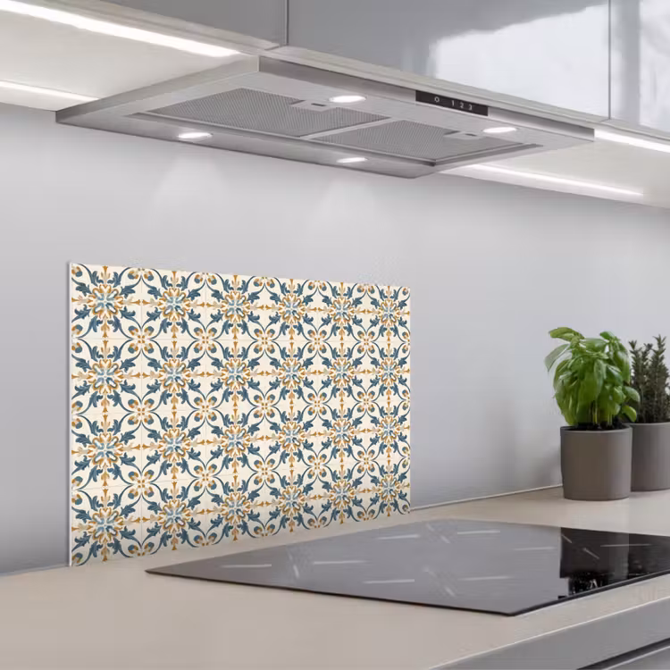 Patroon - Klassiek - Kleurrijk keuken achterwand spatscherm klein 900 -3d_schuin