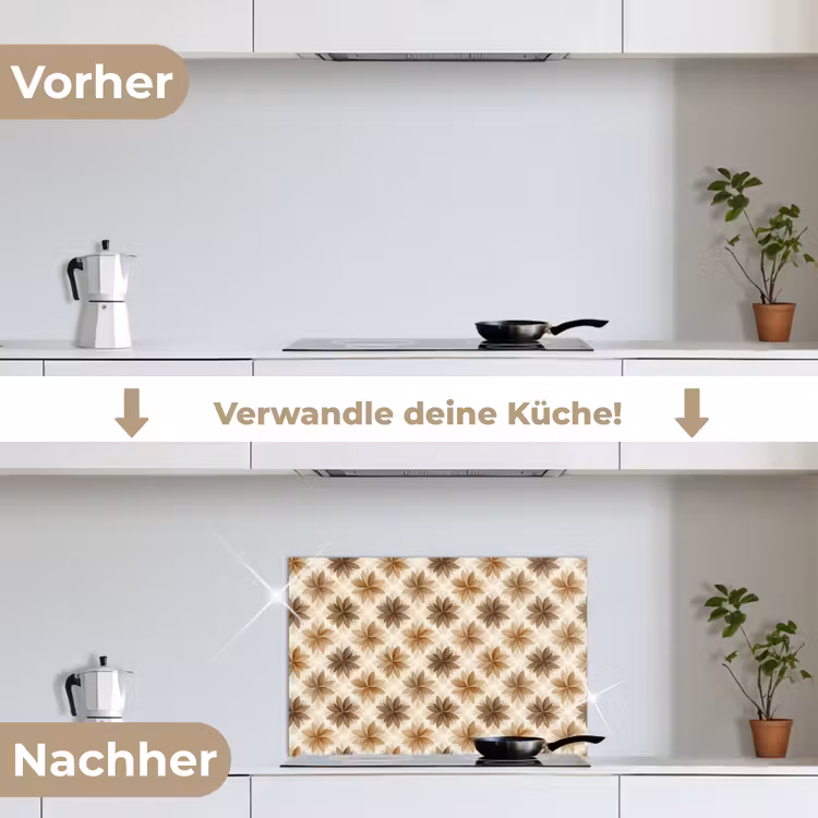 Geografisch - Patroon - Bruin keuken achterwand spatscherm klein 900 -voor_na_DE