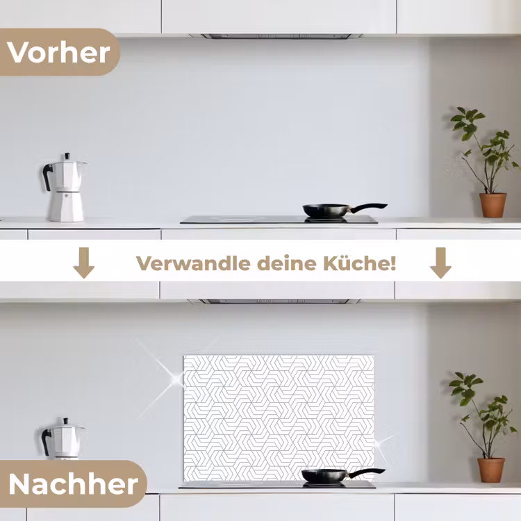 Geometrie - Lijn - Zwart - Wit - Patroon keuken achterwand spatscherm klein 900 -voor_na_DE