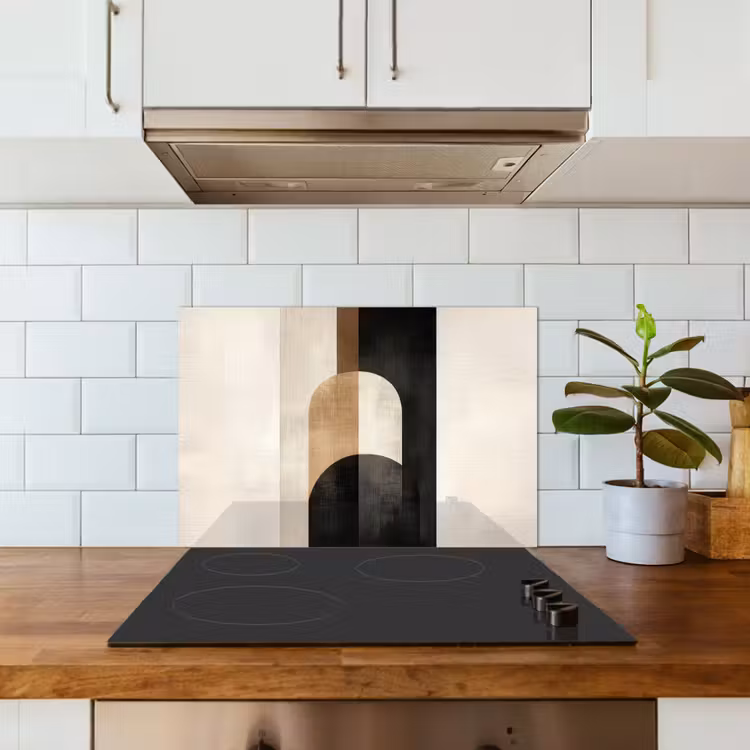 Geometrische - Vormen - Wit keuken achterwand spatscherm klein -sfeer2