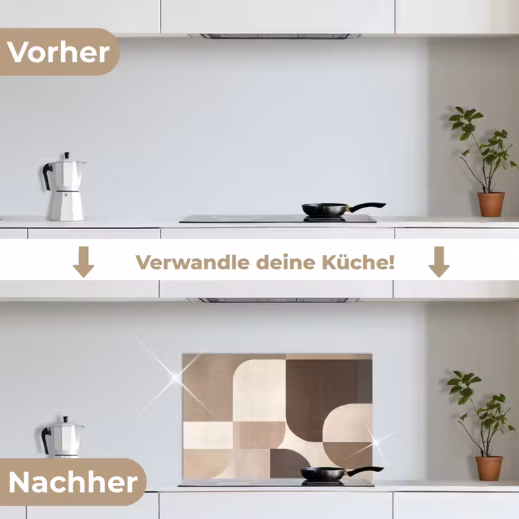 Geometrisch - Geweven structuur - Modern keuken achterwand spatscherm klein -voor_na_DE