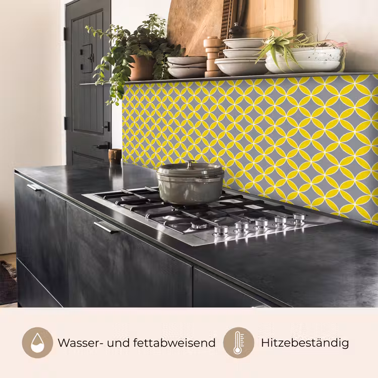 Geometrisch - Cirkels - Modern - Grijs - Geel keuken achterwand 2 middel 871 -usp_DE