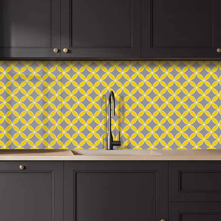 Geometrisch - Cirkels - Modern - Grijs - Geel keuken achterwand 2 middel 871 -sfeer1